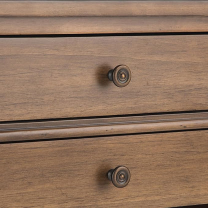 SIMPLIHOME Carlton Bedside Table - 24 inch Wide Solid Wood Nightstand Table in Rustic Natural Aged Brown, Transitional Bedroom Side or End Table with 2 Drawers, Open Storage Shelf and Bronze Hardware
