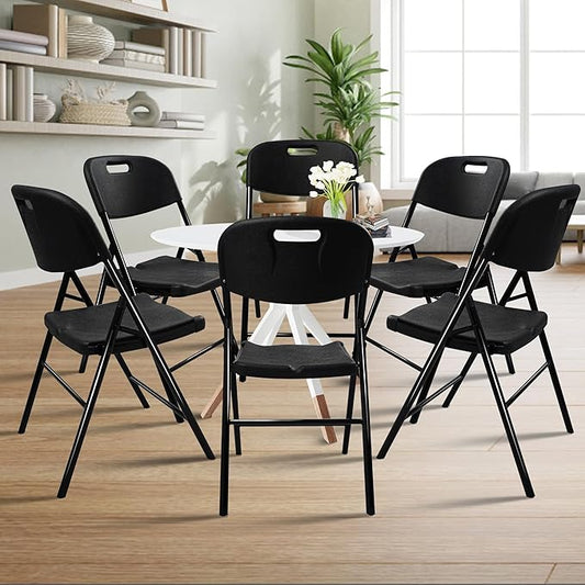 8 Pack Folding Chair, 700 lb Weight Capacity,Indoor/Outdoor Heavy Duty Foldable Chairs for Restaurants, Kitchens, Picnics, Races, Parties & Weddings. (8, Black)