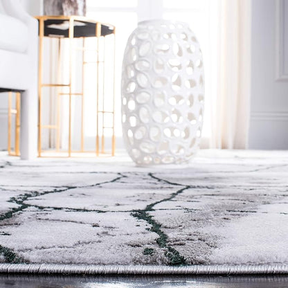 SAFAVIEH Craft Collection Area Rug - 6'7" x 9', Grey & Green, Modern Abstract Design, Non-Shedding & Easy Care, Ideal for High Traffic Areas in Living Room, Bedroom (CFT877Y)