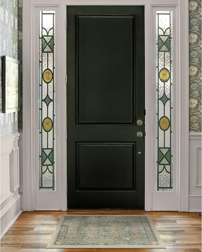 RUGGABLE x Morris & Co Machine Washable Area Rug – Pimpernel Vintage Green 2x3, Stain-Resistant, Non-Slip – Small Rugs for Living Room, Bedroom, Hallway, Entryway & Bathroom–with Cushioned Pad