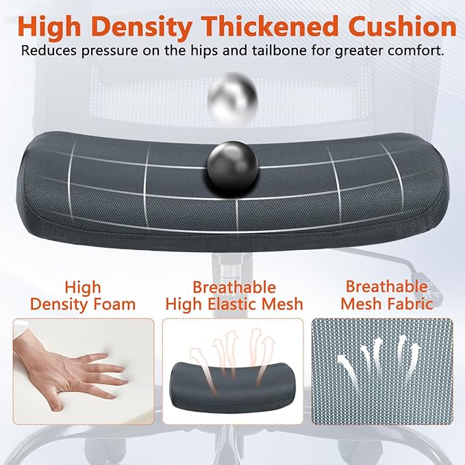 CLATINA Ergonomic Office Chair - Mesh Desk Chair with Lumbar Support, Rolling Comfortable Computer Chairs with Arms for Home Conference, Gray 1 Pack