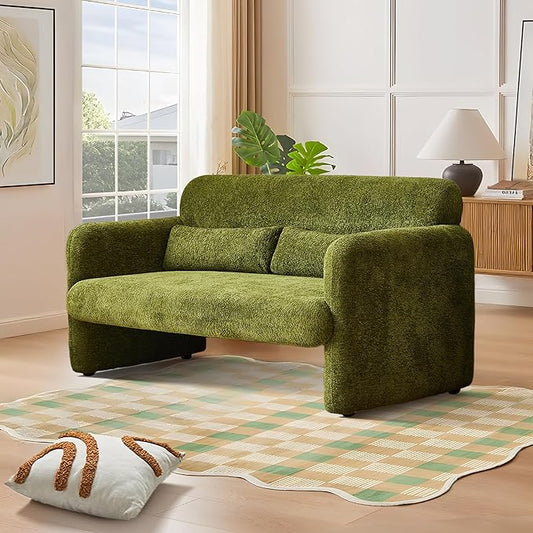 59" W Upgrade Lambswool Fabric Loveseat Sofa, Modern Love seat Couch, Solid and Easy to Install, Upholstered 2-Seater Couch for Bedroom, Apartment, Living Room