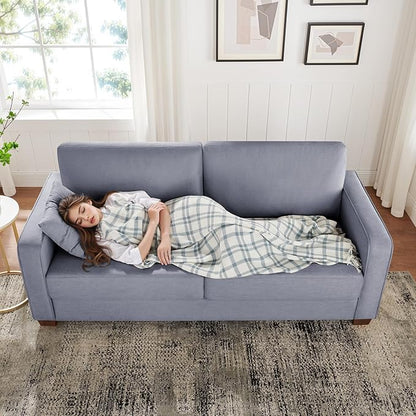 VANOMi Loveseat Couches for Living Room, Modern Sofas & Couches with Cushion & 2 Pillow, Comfy Linen Loveseat Sofa for Small Space, Office, Apartment, Light Grey
