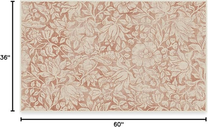 RUGGABLE x Morris & Co Washable Area Rug – Mallow Rust Red 3x5, Stain-Resistant, Non-Slip – Small Machine Washable Rugs for Living Room, Bedroom, Hallway, Entryway & Office–with Cushioned Pad