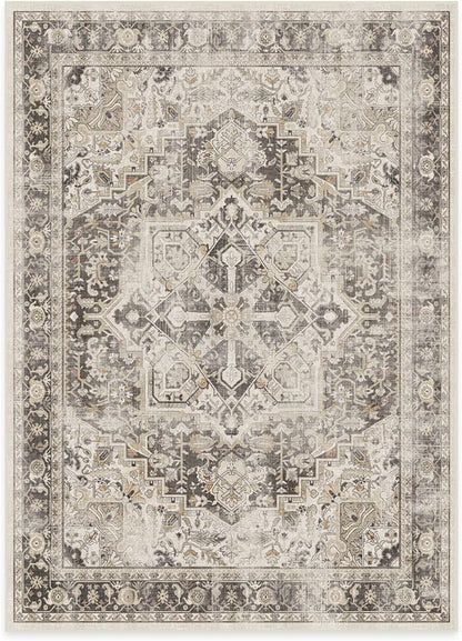 RUGGABLE Washable Vintage Area Rug – Kamran Hazel 5x7, Stain-Resistant, Non-Slip – Medium Machine Washable Rugs for Living Room, Bedroom, Hallway, Entryway & Office–with Standard Pad