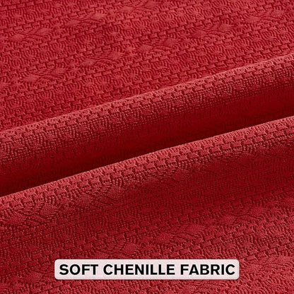 FUTEI Christmas Red Chenille Throw Pillow Covers 22x22 Inch Set of 2,Soft Striped & Diamond Textured Cushion Cases,Modern Home Decor for Couch Living Room