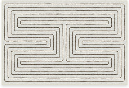 RUGGABLE x Jonathan Adler Machine Washable Modern Area Rug – Labyrinth Camel/Ivory 2x3, Stain-Resistant, Non-Slip – Small Rugs for Living Room, Bedroom, Hallway, Entryway & Bathroom–with Standard Pad