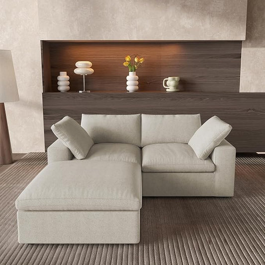 Cloud Couch Modular Sectional Sofa with Storage Ottoman,L Shaped Couch for Living Room,80.3" inch Down Filled 3 Seater Convertible Sectional Sofas for Office Apartment