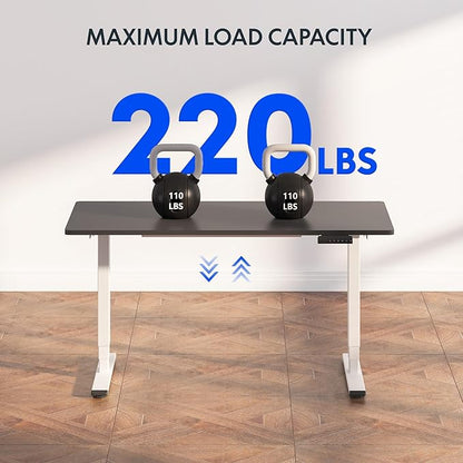 FLEXISPOT E6 3-Stage Dual Motor Electric Standing Desk 48 x 30 Sit Stand Up Desk, Holds 220 lbs, Adjustable Height w/Memory Presets, One-Piece Black Desktop & White Frame, Ships in 2 Boxes