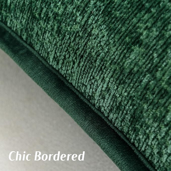 FUTEI Christmas Dark Green Chenille Throw Pillow Covers 18x18 Inch Set of 2,Soft Cozy Bound Edge Design Cushion Case,Home Decor for Couch Bed Living Room