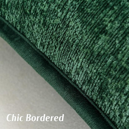 FUTEI Christmas Dark Green Chenille Throw Pillow Covers 24x24 Inch Set of 2,Soft Cozy Bound Edge Design European Cushion Cover,Home Decor for Couch Bed Living Room