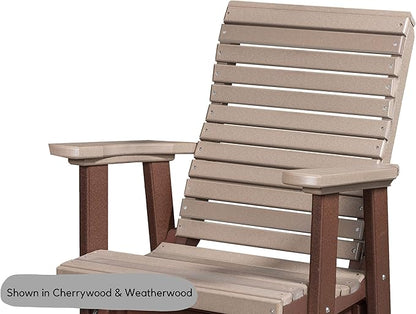 DutchCrafters Modern Horizontal Slat High Back Poly Glider Chair Outdoor Patio Furniture (Tudor Brown & Cedar)