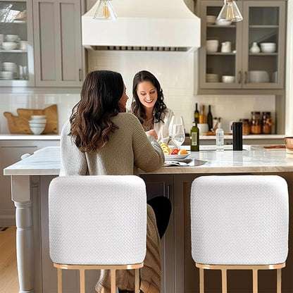Sophia & William White and Gold Bar Stools Set of 3, Counter Height 24" Bar Stools for Kitchen Island