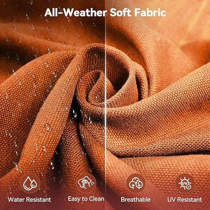 Luxury 6" Outdoor Cushions for Patio Furniture, 24x24x6" Thick Seat Cushion Set of 5, Fade Resistant Couch Chair Replacement Cushions High Density Deep Wicker Chair Cushion w/ Removable Cover, Orange