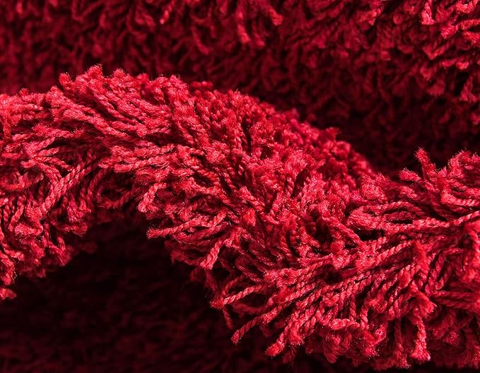 Unique Loom Solid Shag Collection Area Rug (8' x 10' Rectangle, Cherry Red)
