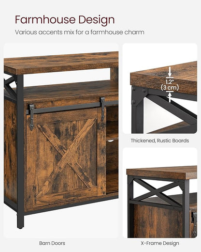 VASAGLE TV Stand for 65 Inch TV, Entertainment Center, TV Table and Console, TV Cabinet with Adjustable Shelves, Industrial Design, Rustic Brown and Black ULTV071B01