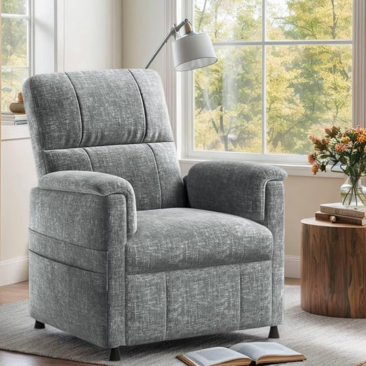 Amada Power Recliner Chair, Electric Chenille Reclining Chair for Adults for Small Spaces with Remote & Side Pockets, Thick Seat Cushion for Living Room & Bedroom, Home Theater, RV