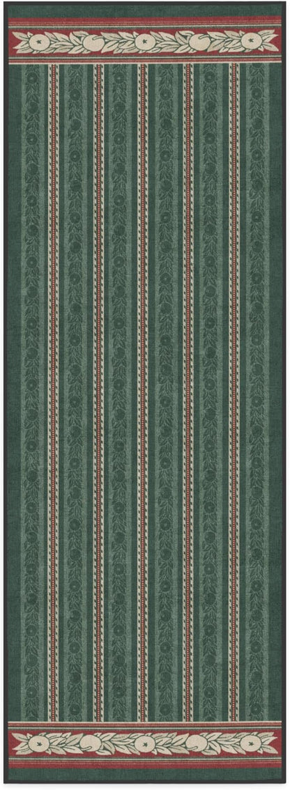 RUGGABLE x Morris & Co Machine Washable Christmas Runner Rug – Fruit Stripe Spruce Green 2.5x7, Stain-Resistant, Non-Slip –Washable Rug for Hallway, Entryway, Living Room & Kitchen–with Cushioned Pad