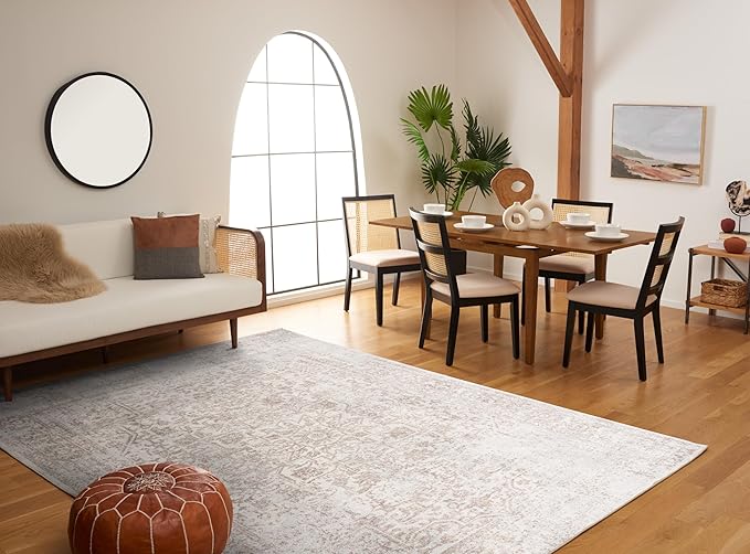 SAFAVIEH Evoke Collection Accent Rug - 2' x 3', Ivory & Taupe, Distressed Design, Non-Shedding & Easy to Clean, Ideal for Front Door, Kitchen, Entryway, Accent Space (EVK256E)