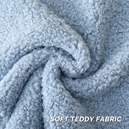 FUTEI Light Blue Throw Pillow Covers 20x20 Inch Set of 2,Furry Faux Fur Teddy Boucle Textured Cushion Covers,Soft Fluffy Decorative Pillow Case,Home Decor for Couch Bed Living Room Office Car