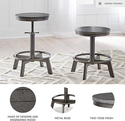 Signature Design by Ashley Torjin Industrial Counter Height Stool, 2 Count, Gray