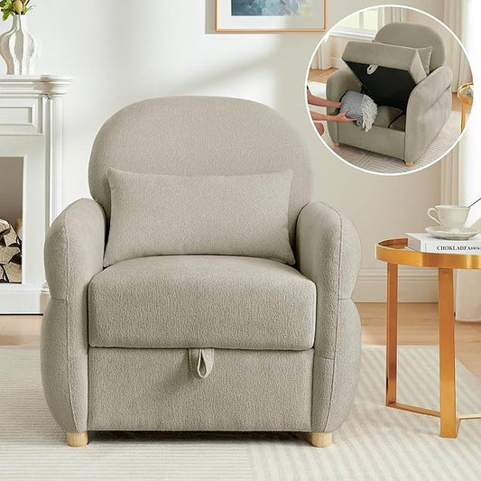 33.5" Accent Chair with Seat Storage Modern Reading Chair Accent Chairs for Living Room Armchair Bedroom,Apartment (Gray, 33.5")