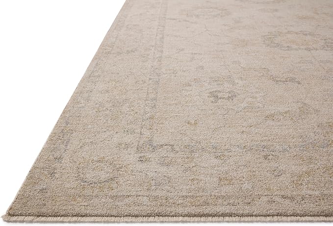 Loloi Chris Loves Julia Louisa Collection LOI-02 Oatmeal/Slate 2'-7" x 12'-0", .38" Pile Height, Runner Rug