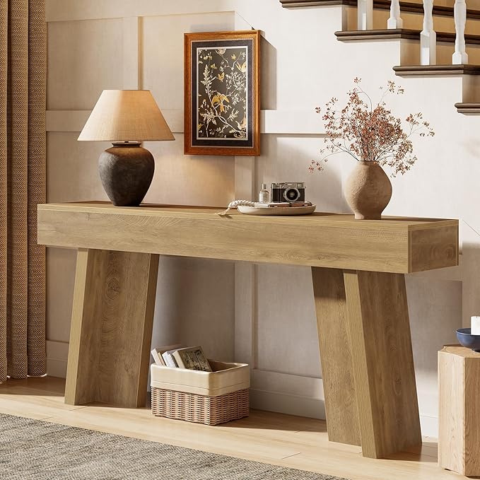 Tribesigns 70.9-Inch Long Console Table, Farmhouse Narrow Entryway Table Behind The Couch for Living Room, Hallway, Entrance, Foyer (Natural)