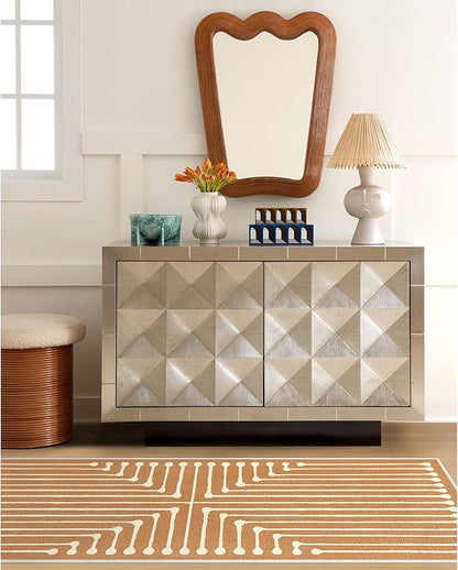 RUGGABLE x Jonathan Adler Machine Washable Modern Runner Rug – Inkdrop Copper 2.5x12, Stain-Resistant, Non-Slip – Washable Rug for Hallway, Entryway, Living Room & Kitchen–with Standard Pad