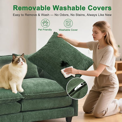 146" U Shaped Sectional Cloud Couch with 2 Ottomans｜Large Chenille Modular Sofa for Living Room｜FSC Solid Wood Frame｜29.1" Deep Seat｜Easy Assembly & 1YR Guarantee Green