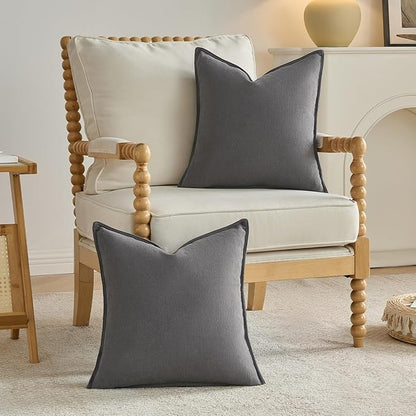 FUTEI Dark Grey Chenille Throw Pillow Covers 12x20 Inch Set of 2,Edges Double-Stitched Lumbar Pillow Cases,Modern Home Decor for Couch Living Room