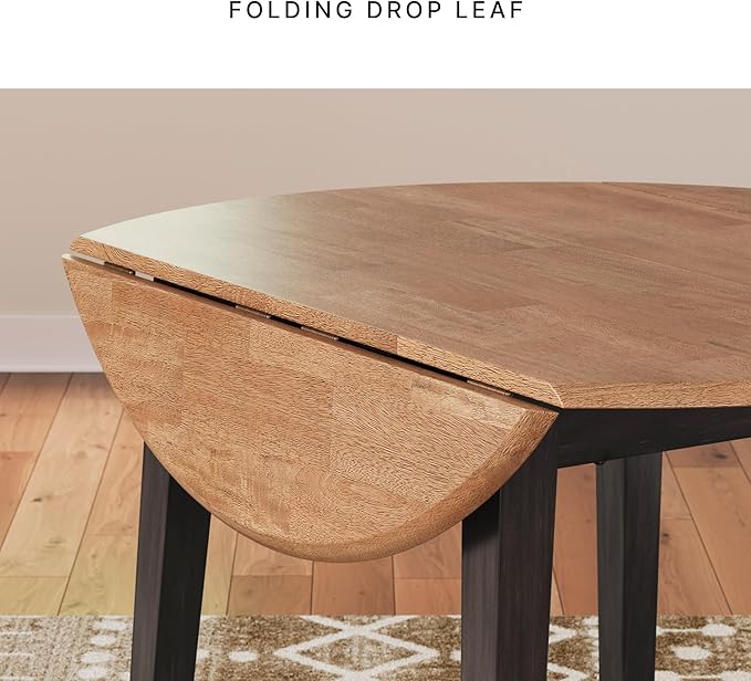 Signature Design by Ashley Gesthaven Contemporary Dining Drop Leaf Table with 4 Legs, Light Brown & Dark Brown