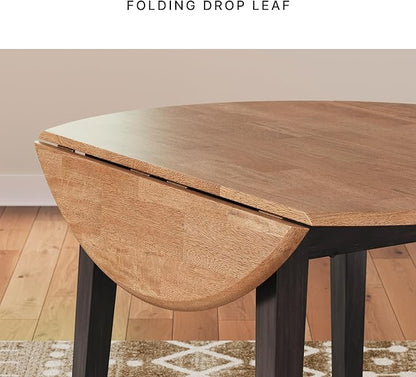 Signature Design by Ashley Gesthaven Farmhouse Dining Drop Leaf Table with 4 Legs, Light Brown & White