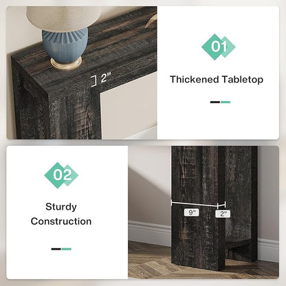 Tribesigns 70.9-Inch Extra Long Console Table, Farmhouse Wood Sofa Table Behind Couch, Narrow Entryway Accent Table for Living Room, Hallway, Entrance, Foyer, Black