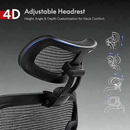 FLEXISPOT ErgoX Max Ergonomic Office Chair Black - Aluminum Alloy Frame & Base, 661 lb Capacity, 5D Armrests, 4D Adaptive Lumbar & 4D Headrest