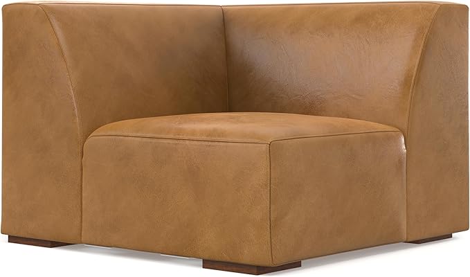 SIMPLIHOME Rex U-Shaped Sectional Modular Sofa in Full-Grain Genuine Leather, Sienna, 144-inches Wide, Handcrafted Modern-Style Large Leather Couch for Living Room