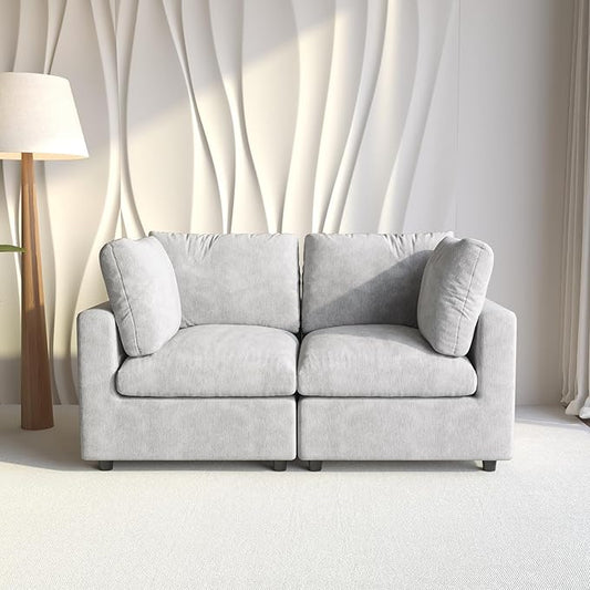 WJShome Cloud Sectional Couches for Living Room,67" Convertible Love Seat, 2 Seater Modular Sectional Sofa,Deep Seater Furniture Sets,Gray