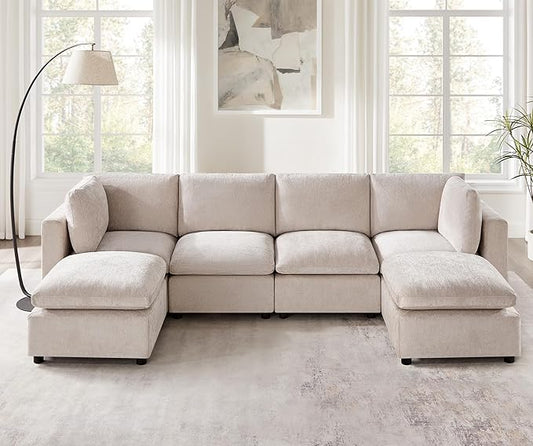 VANOMi Modular Sectional Sofa, Convertible Sofa Couch Modular Sofa with Ottoman, Sectional Sofas for Living Room Small Apartments