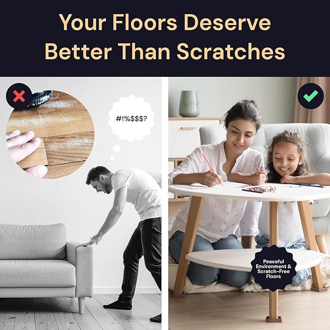 CasterMaster Non Slip Furniture Pads for Hardwood Floors - 4x4 Black Round Caster Cups - Rubber Feet for Furniture - Anti Slip Couch & Furniture Grip - Bed Frame Feet Protectors (Set of 4)