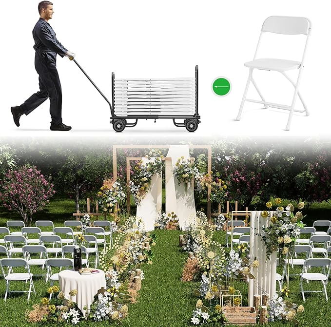 20 Pack Folding Chairs,Heavy Duty Plastic Stackable Chairs for Indoor Outdoor Use,350lb Capacity Portable Event Chairs with Steel Frame, Wedding,Party,Office,Dining (No Assembly Required)
