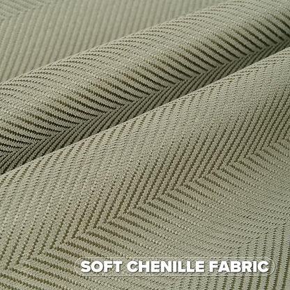 FUTEI Sage Green Chenille Throw Pillow Covers 20x20 Inch Set of 2,Soft Wide Chevron Textured Cushion Case,Farmhouse Home Decor for Couch Bed Living Room