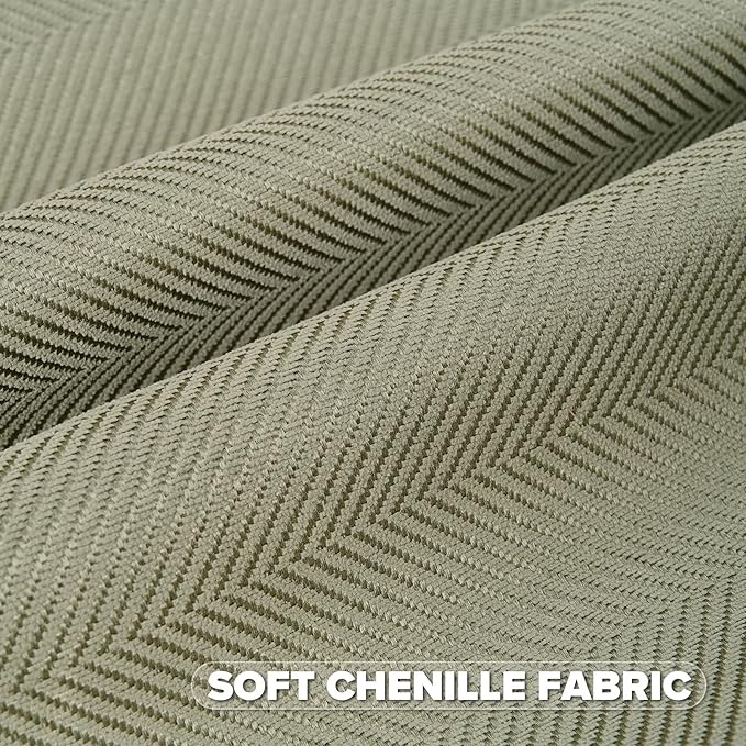FUTEI Sage Green Chenille Throw Pillow Covers 18x18 Inch Set of 2,Soft Wide Chevron Textured Cushion Case,Farmhouse Home Decor for Couch Bed Living Room