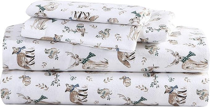 Eddie Bauer - Twin Sheets, Cotton Flannel Bedding Set, Brushed For Extra Softness, Cozy Home Decor (Woodland Friends, Twin)