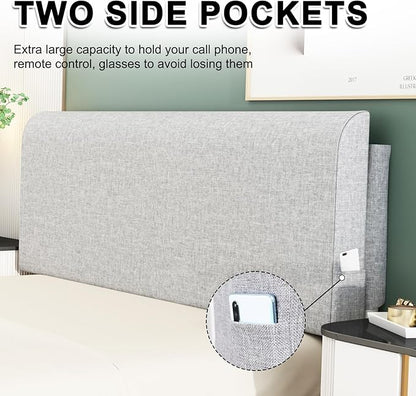 Upholstered Queen Headboard, No Tools Needed, Wall Mounted Headboard with Removeable Washable Linen, Multi-Functional Backrest (Grey)
