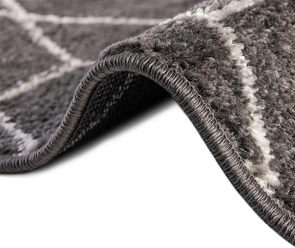 Unique Loom Trellis Frieze Collection Area Rug - Geometric (3' x 5' Oval, Dark Gray/ Ivory)