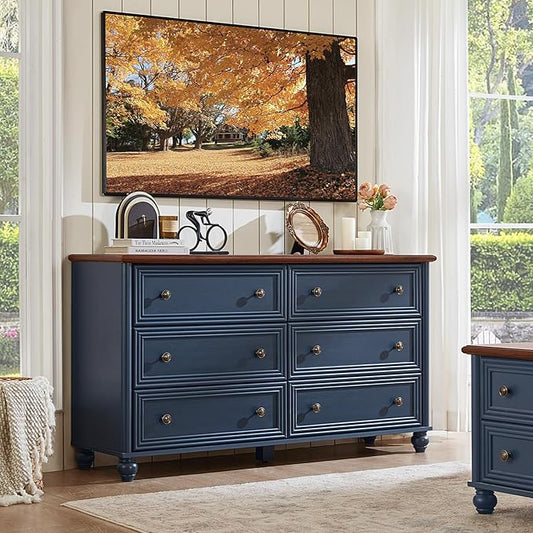 Farmhouse Dressers & Night Stand Set of 4, Wood 54" Wide Dresser & 35" Tall Chest of Drawers, 18" with Charging Station Nightstand Set of 2, Bedroom Furniture Dresser Set for Home Living Room Hallway