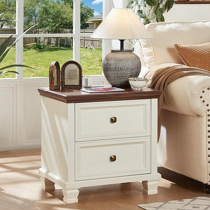 Farmhouse Bedroom Dresser and Nightstand Set of 4, 6 Drawer Tall & 5 Drawers Dresser & 2 Drawer Nightstand Set, Rustic Wood Bedroom Furniture Set for Livingroom, Hallway, White