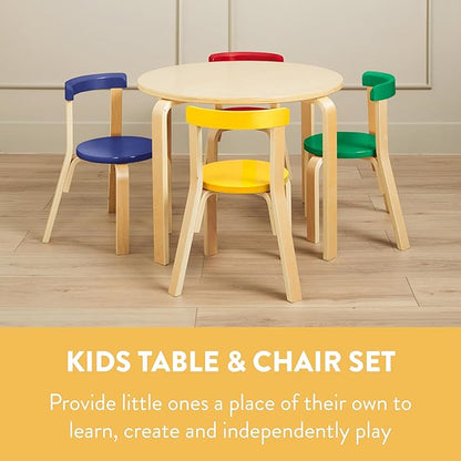 Bentwood Kids Table and Chairs Set, Kids Furniture, Assorted, 5-Piece