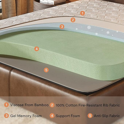 FLEXISPOT BF21Q Adjustable Bed Frame with 6 Inch Queen Size Gel Memory Foam Mattress, Viscose from Bamboo, Medium Firm, Certi-PUR & Oeko-TEX Certified, Bonus 4-Piece Queen Sheet Set Included.