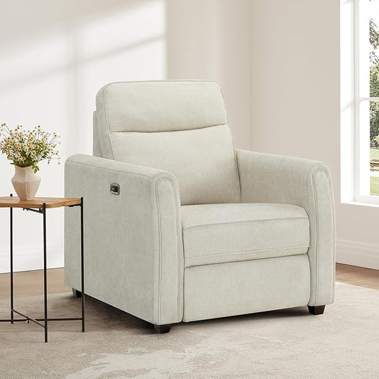 Zero Wall Recliner Chair Wall Hugger Power Recliner Chair with Comfortable Backrest High Wood Leg USB & Type C Dual Charge Ports for Living Room RV Furniture or Small Spaces